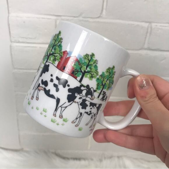 Vintage Farmhouse Cow Print Coffee Mug from 1997 - Picture 2 of 12